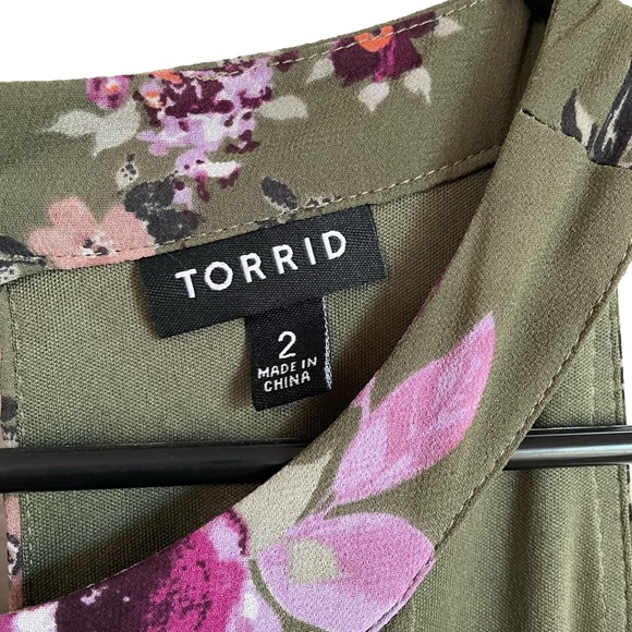 Torrid Olive Green Floral Dress - Picture 4 of 10